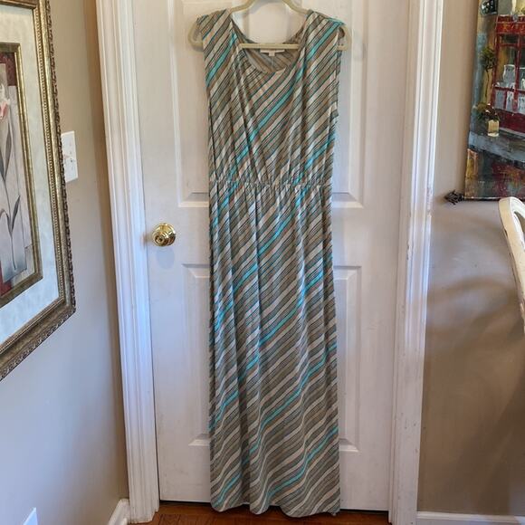 NWT LOFT M sleeveless striped maxi dress - Picture 1 of 6